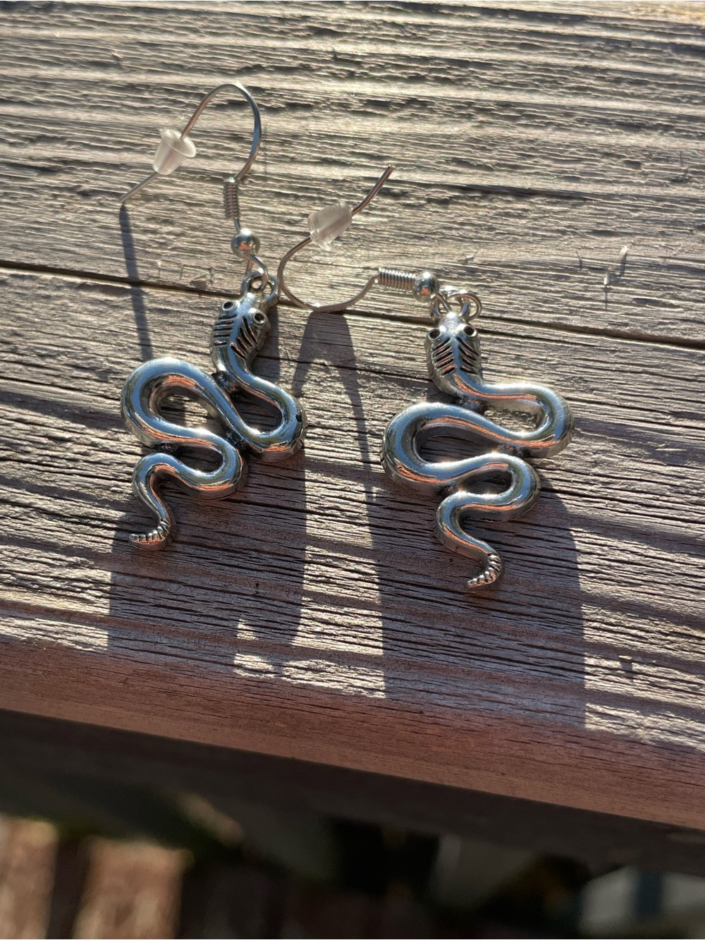 Silver Tone Snake Dangle Earrings - Women's Jewelry